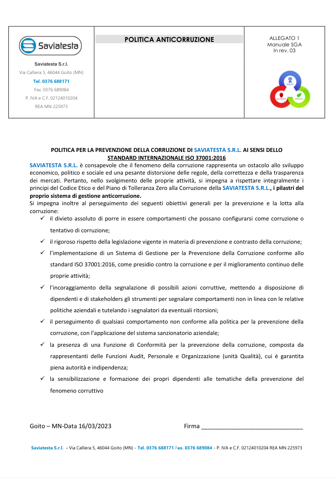 Anteprima del documento Politica Anticorruzione